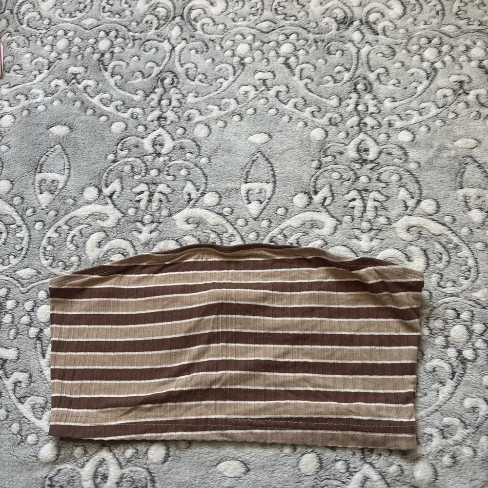 SHEIN Brown and White Striped Crop Top